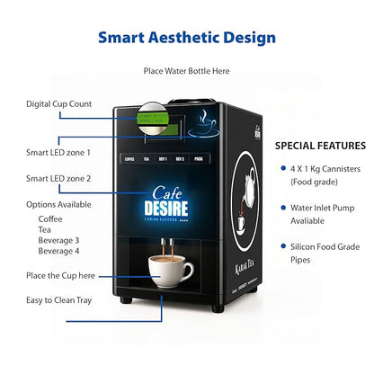 LED Coffee Machine - 4 Lane, Four Beverage Options